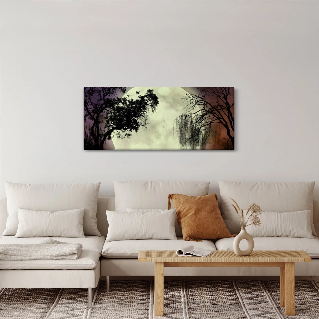 Tablou - Lună plină deasupra apei (120x50 cm)