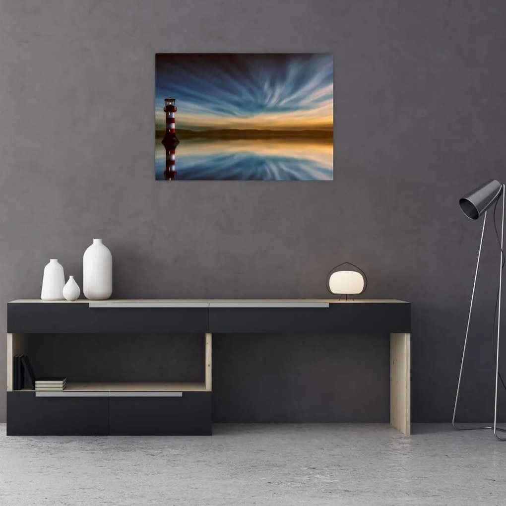 Tablou cu farul în mare (70x50 cm)
