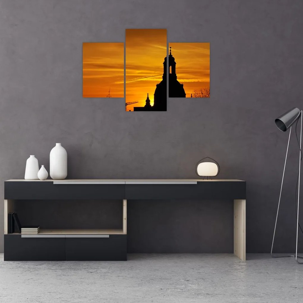 Tablou cu biserică în apus de soare (90x60 cm)