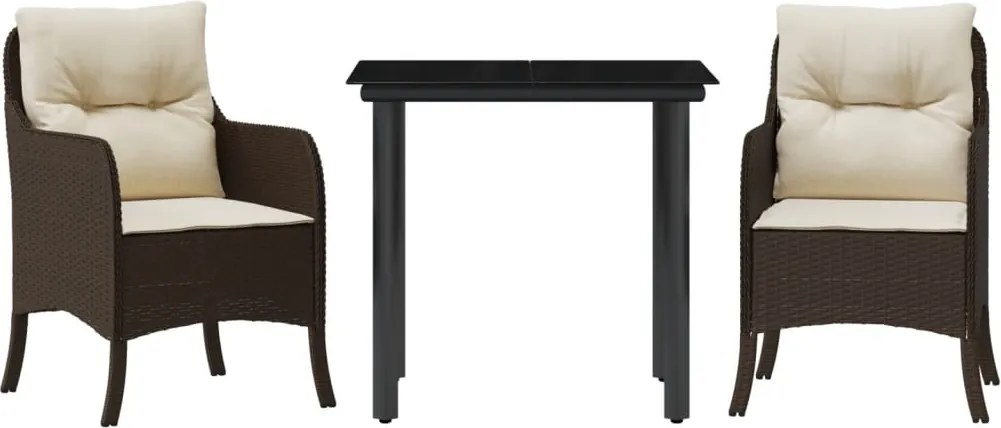 vidaXL Set mobilier de grădină cu perne, 3 piese, maro, poliratan