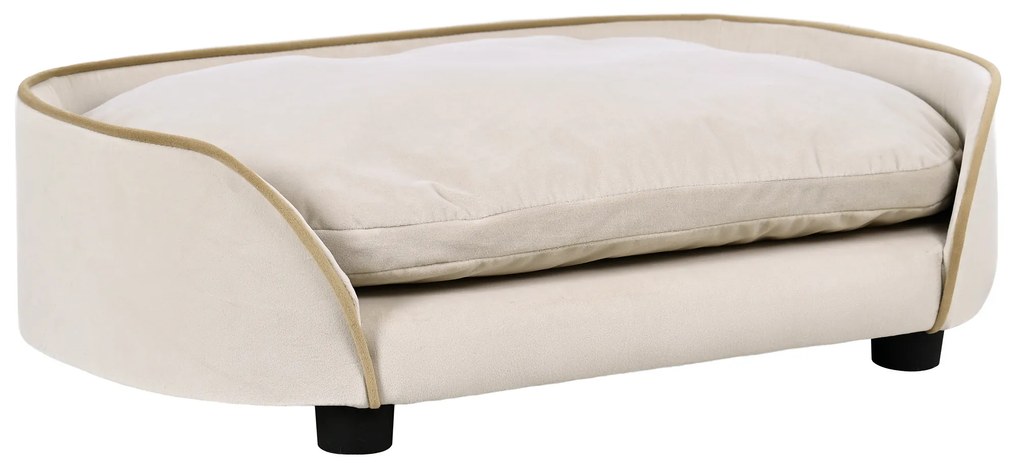 PawHut Canapea pentru câini canapea pentru animale de companie cu pernă detașabilă și husă lavabilă 66 x 43 x 19,5 cm bej | Aosom Romania