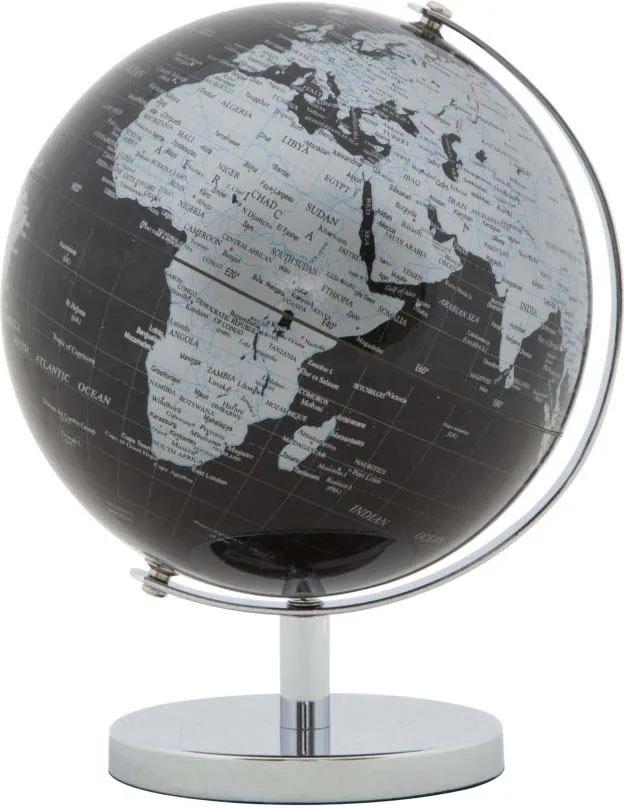 Decorațiune Globe, 17x13x13 cm, plastic/ metal, negru/ argintiu
