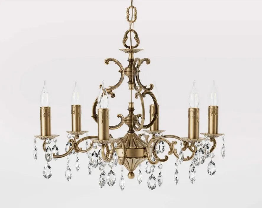 Candelabru 6 brate din alama si cristal Venezia