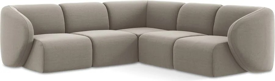 Colțar maro deschis cu tapițerie din catifea Lani – Makamii