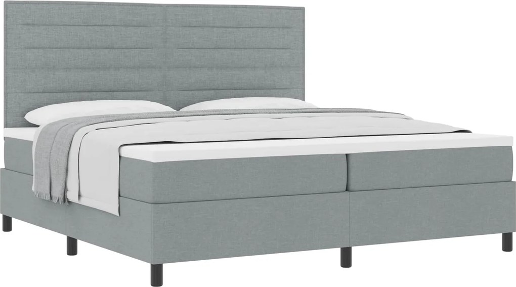 vidaXL Pat cu arcuri cu saltea Gri deschis 200 x 200 cm țesătură