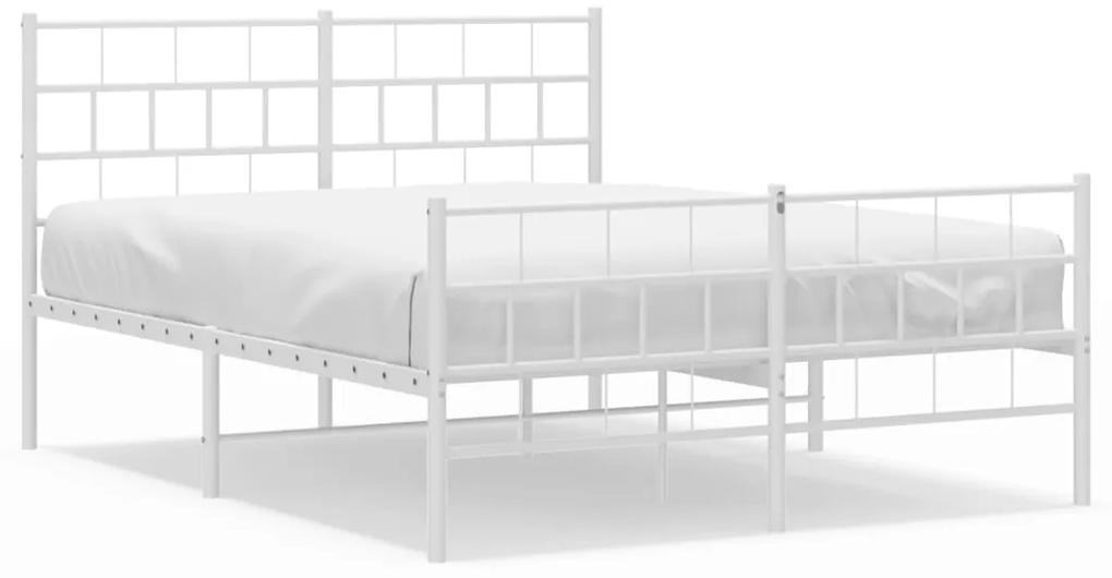 355724 vidaXL Cadru de pat metalic cu tăblie, alb, 120x200 cm