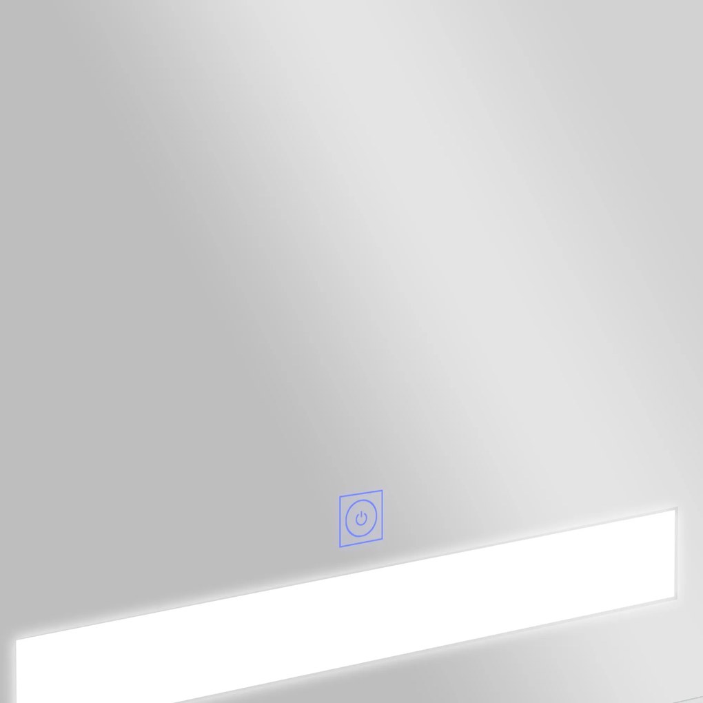 HOMCOM Dulap Baie cu 1 Usa Basculanta Oglinda si Lumini LED 60 x 50 x15cm | Aosom Romania