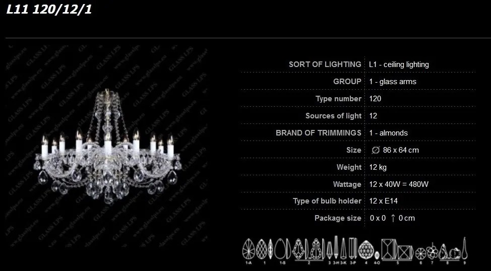 Lustra 12 brate cristal Bohemia L11 120/12/1