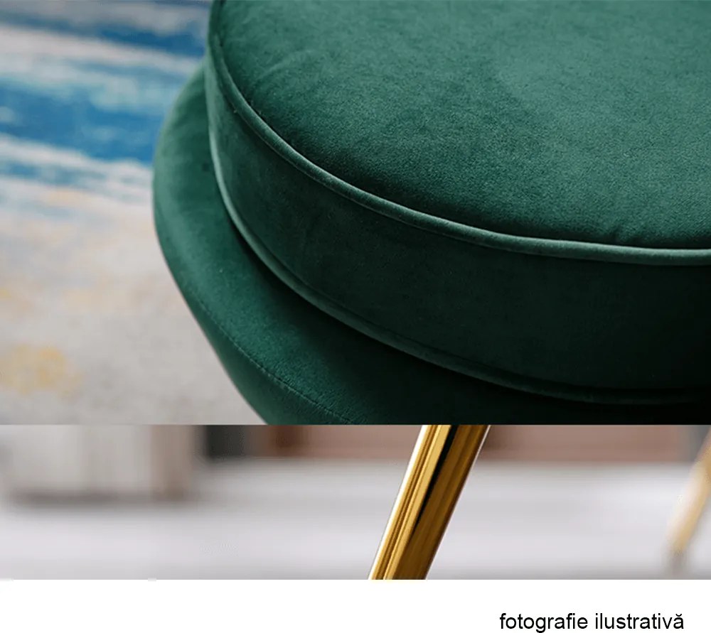 Fotoliu în stil Art-deco, catifea Velvet smarald/crom auriu, NOBLIN