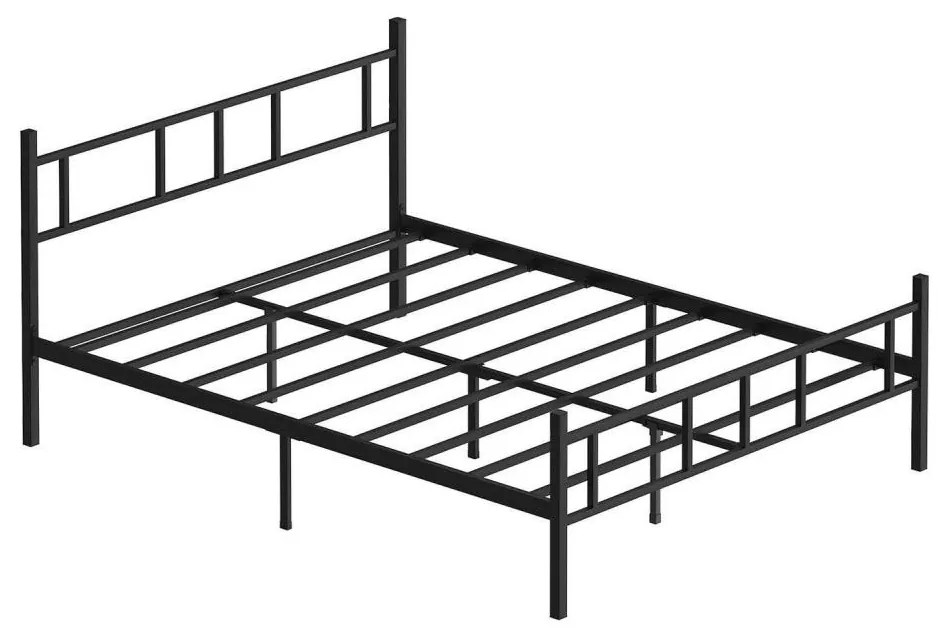 Pat dublu metalic PIRON 160 x 200 cm, negru, sarcină maximă 200 kg