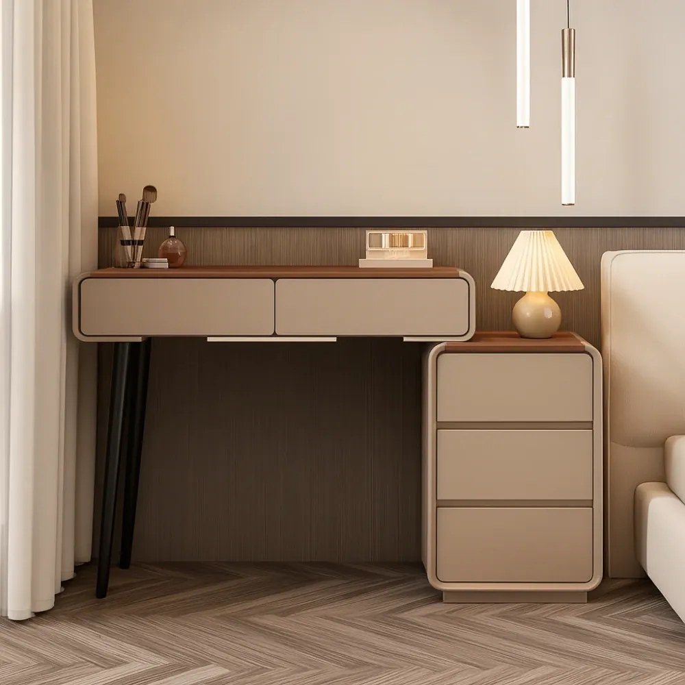 Set EMILY, Masă de toaletă pentru machiaj cu oglindă iluminată LED, în trei culori, intensitate reglabilă, control touch, comoda, taburet, 80 cm, Gri