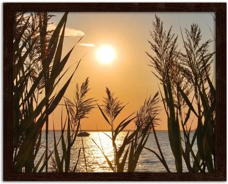 CARO Imagine în cadru - The Setting Sun On The Lake 40x30 cm Maro
