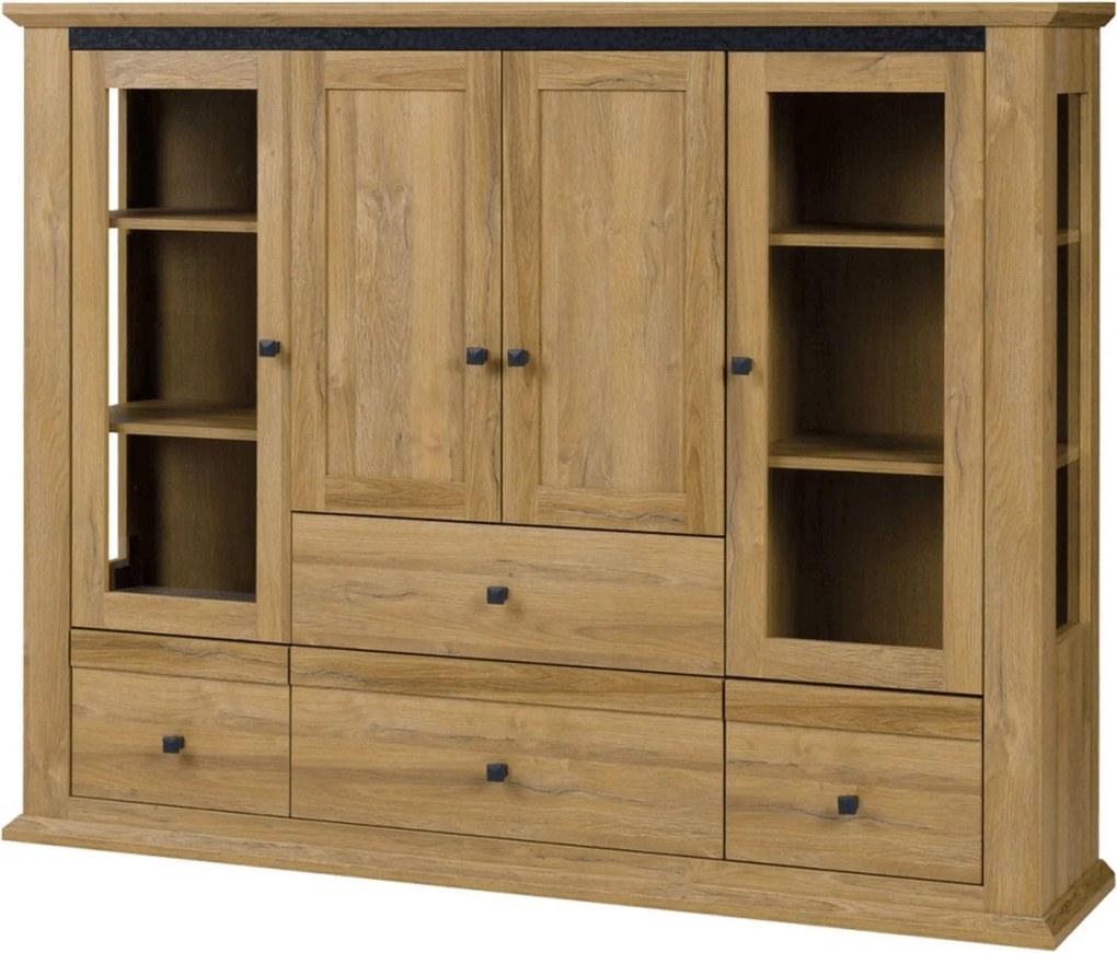 Vitrina LEON MZ6, stejar, PAL laminat, 165x40x130 cm