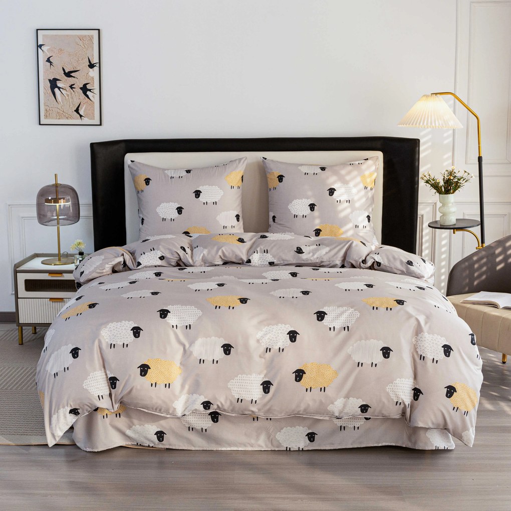 Lenjerie din microfibra SHEEP DREAM gri Dimensiune lenjerie de pat: 70 x 90 cm | 140 x 220 cm