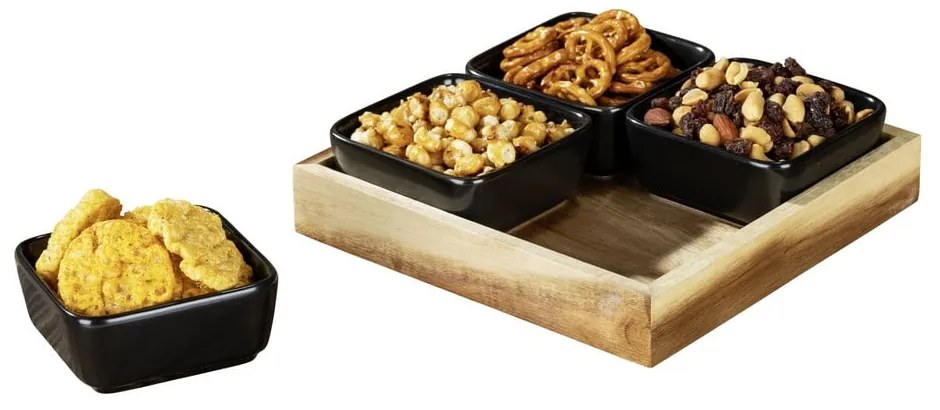 Boluri din ceramică neagră 4 buc. cu tavă Elo - Wenko