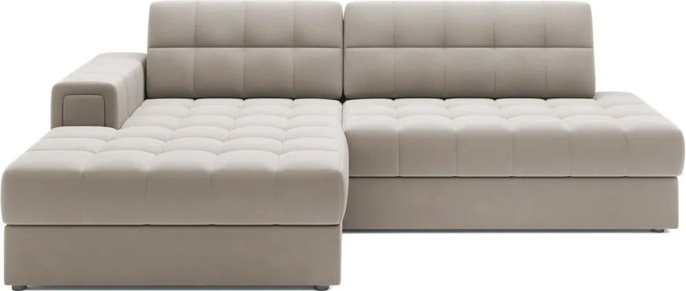 Colțar bej extensibil cu tapițerie din catifea (cu colț pe partea stângă/cu șezlong) Blezalt – ELTAP