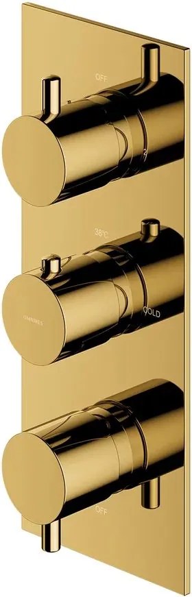 Baterie cada - dus incastrata Omnires Y termostatata auriu fara corp ingropat