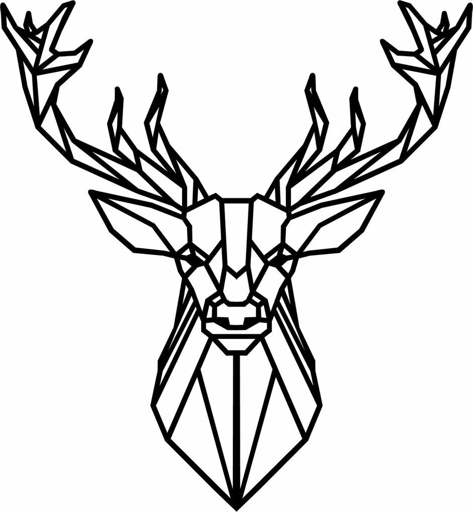 Decoratiune perete DEER4, negru, metal, 60x65 cm