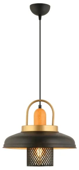 Lustră suspendată MONZA 1xE27/40W/230V, diam. 32 cm, negru/auriu