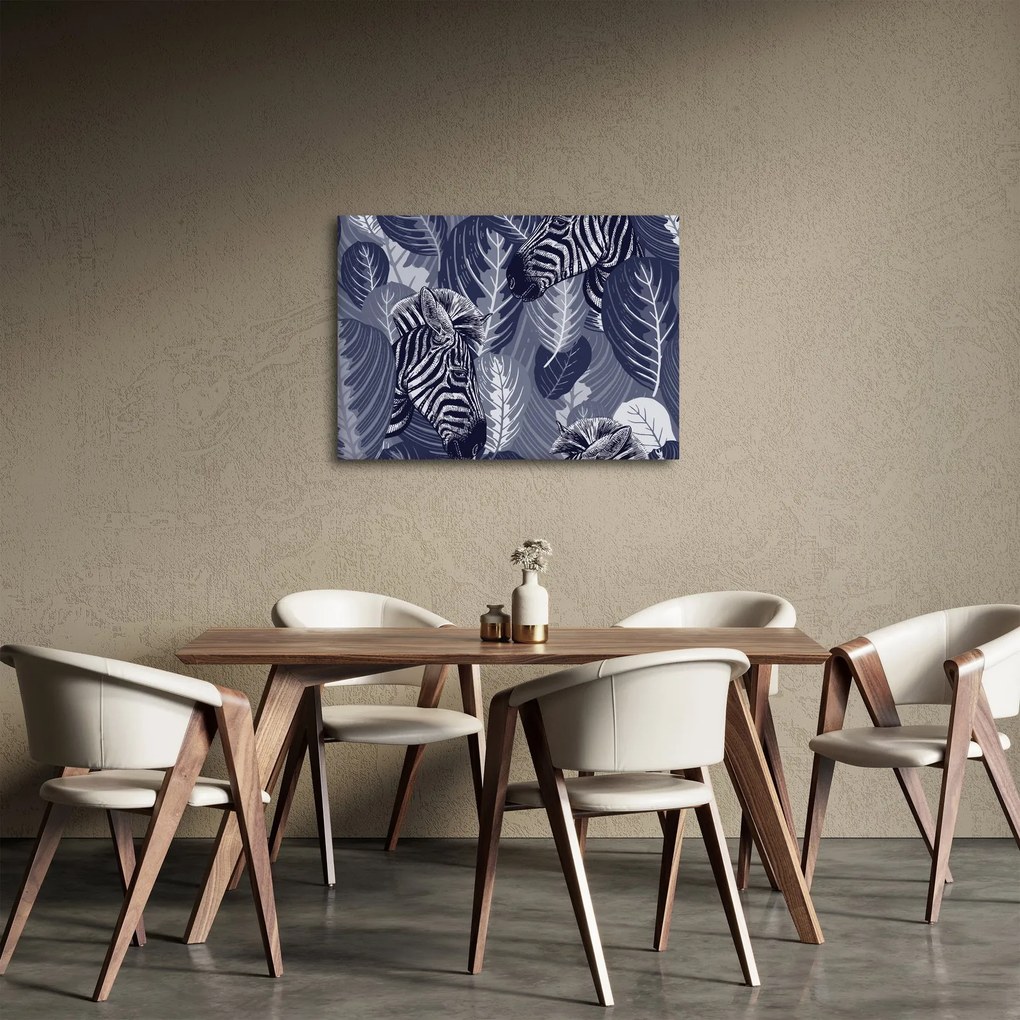 Tablou - Zebre albastre (70x50 cm)