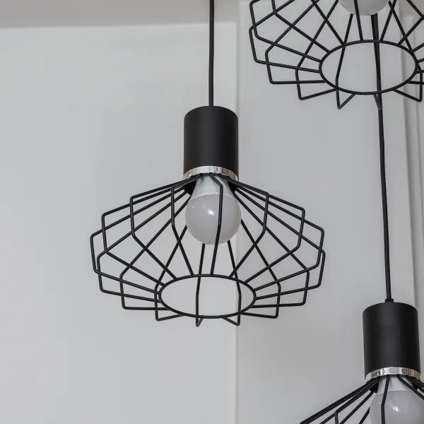 Lustră pe cablu SOLANO 3xE27/15W/230V negru/crom lucios