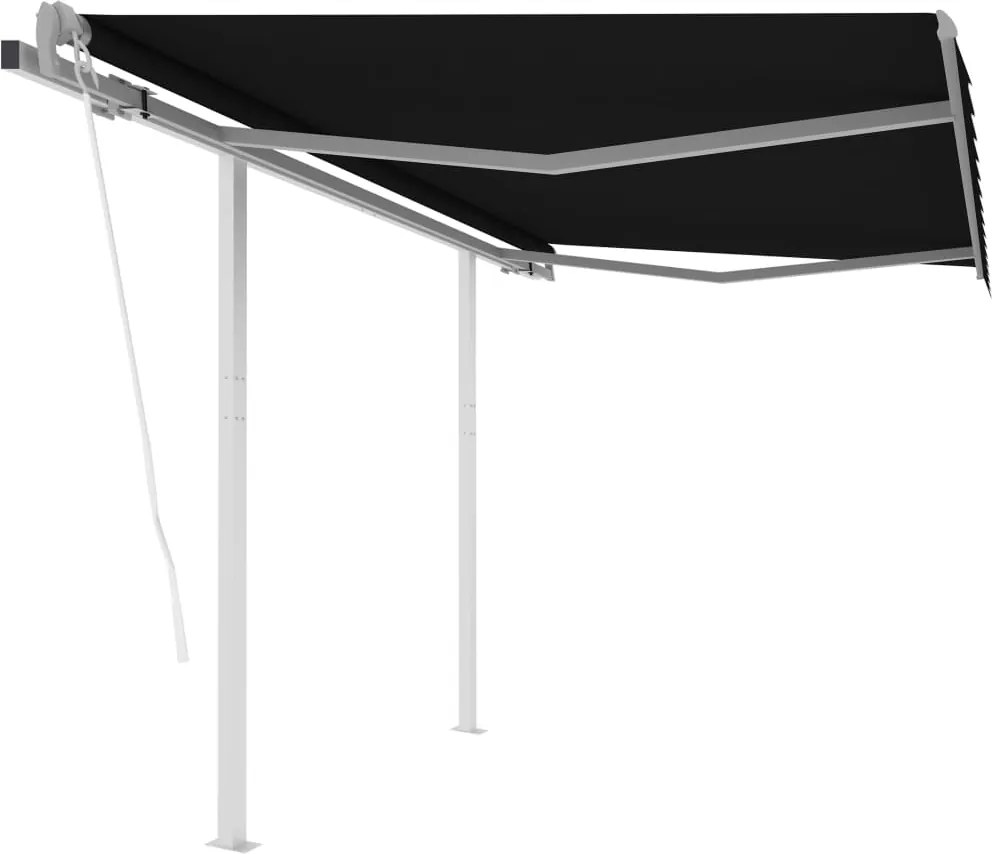 vidaXL Copertină retractabilă automat cu stâlpi, antracit, 3x2,5 m