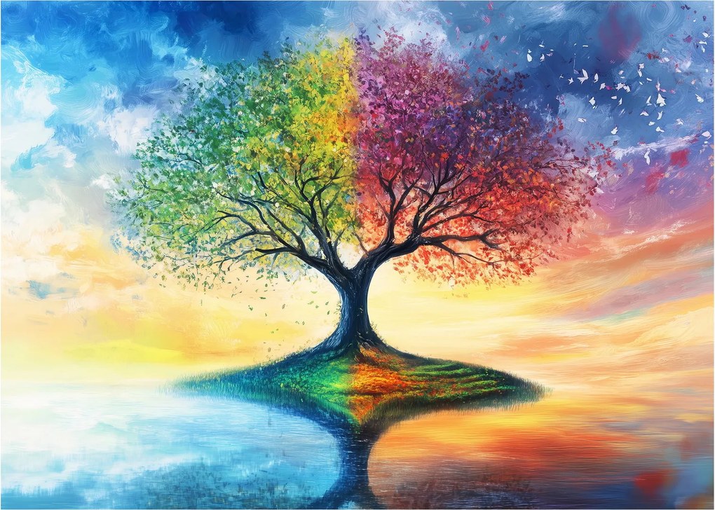 Tablou – Arbore pictat al anotimpurilor (70x50 cm)