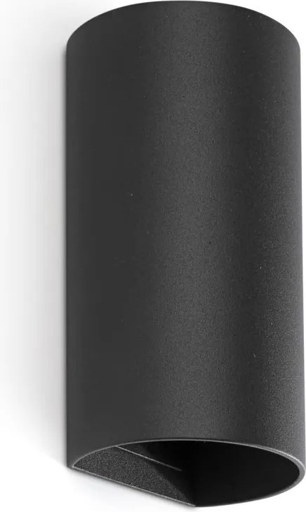 Aplica perete aluminiu negru, 2xGU10, SOLE round