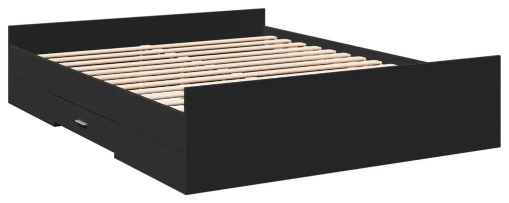 3280287 vidaXL Cadru pat cu sertare negru extralucios 150x200cm lemn prelucrat