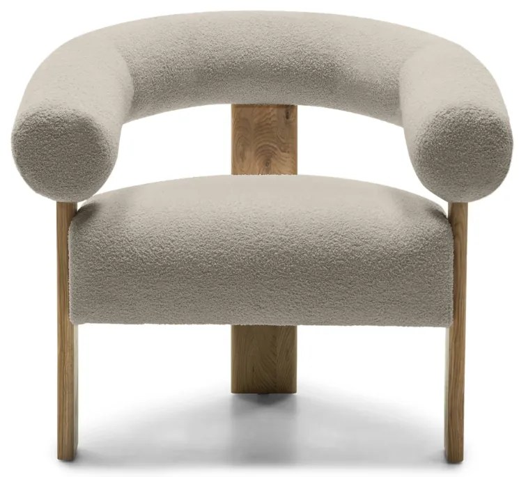 Fotoliu design bej KOKEI, stejar
