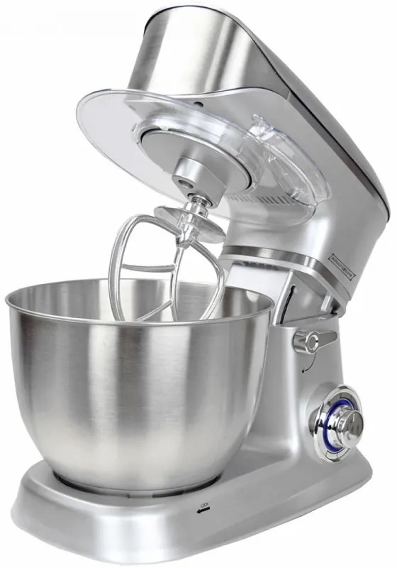 Mixer planetar Royalty Line RL-PKM1900.7, 1900W, Cupa inox 6.5 L, 6 viteze + Pulse, Accesorii, Argintiu