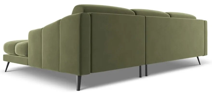 Colțar verde cu tapițerie din catifea (cu colț pe partea dreaptă) Nalu – Makamii