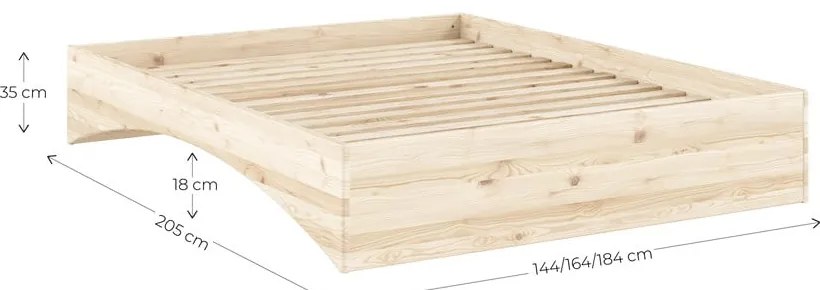 Pat matrimonial în culoare naturală din lemn de pin fără tăblie 180x200 cm Orbit – Karup Design