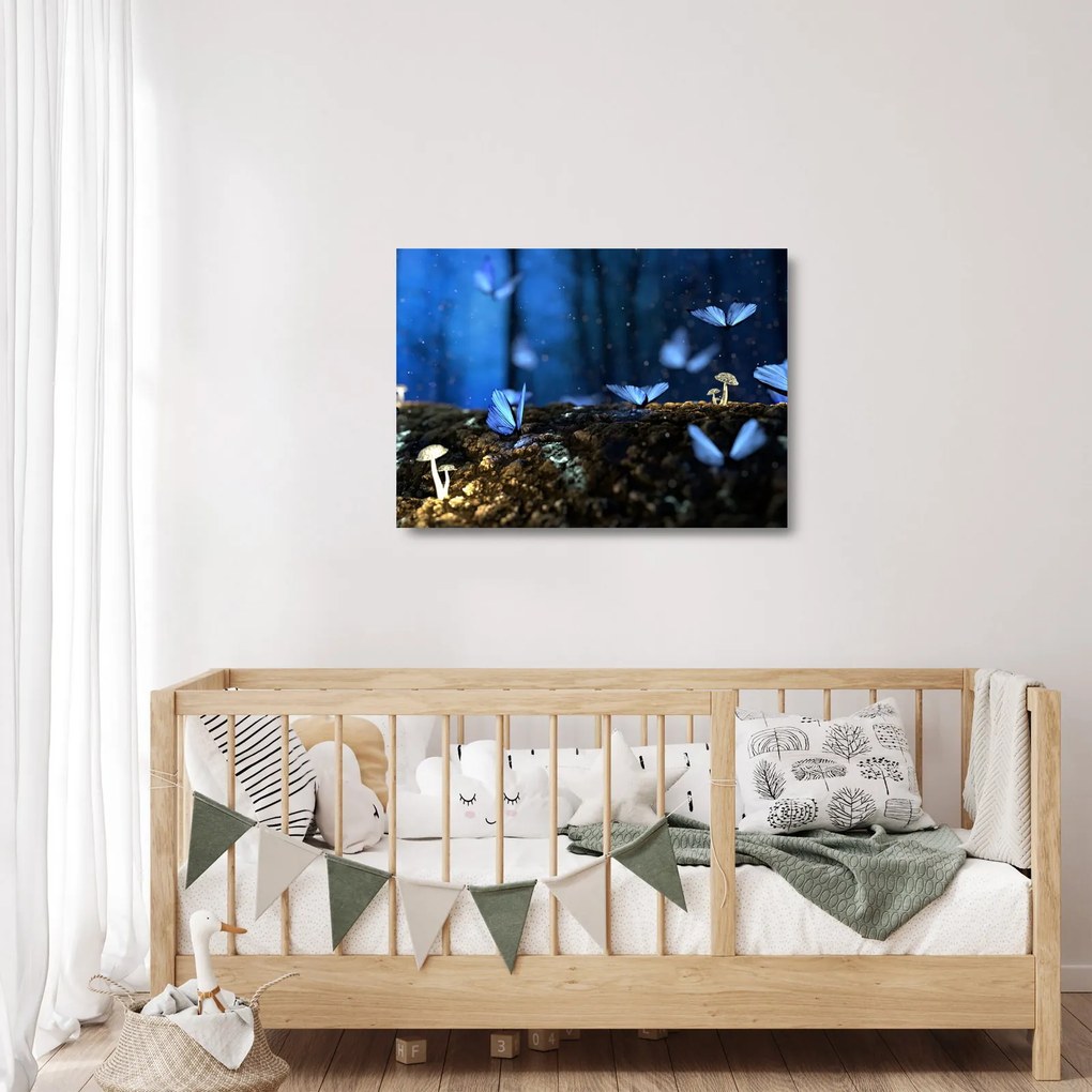 Tablou pe sticlă cu fluturi alabstre (70x50 cm)