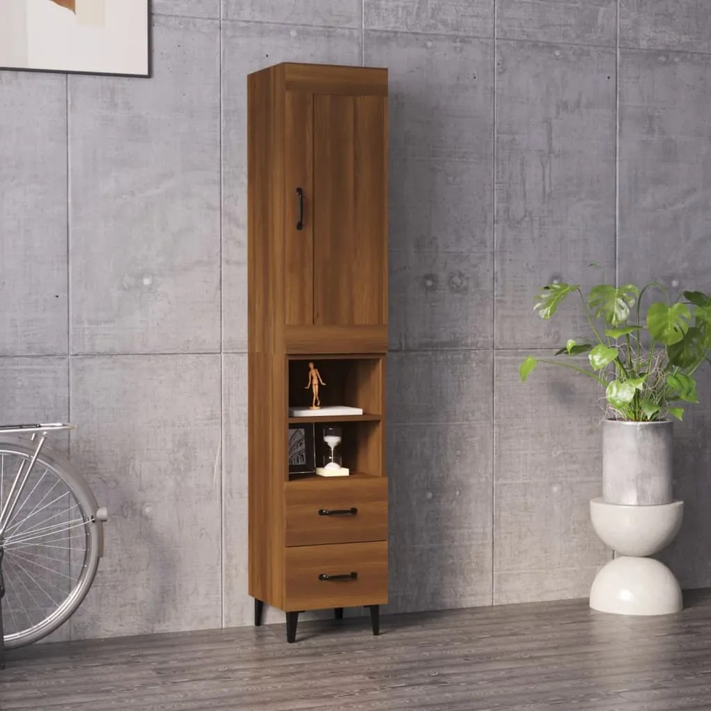 3115483 vidaXL Dulap înalt,Stejar brun, 35x34x180 cm, lemn compozit