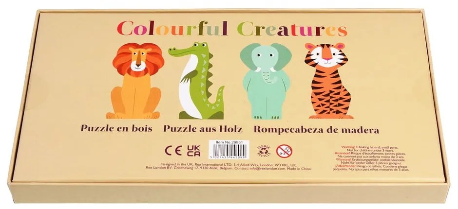 Puzzle din lemn Colourful Creatures - Rex London