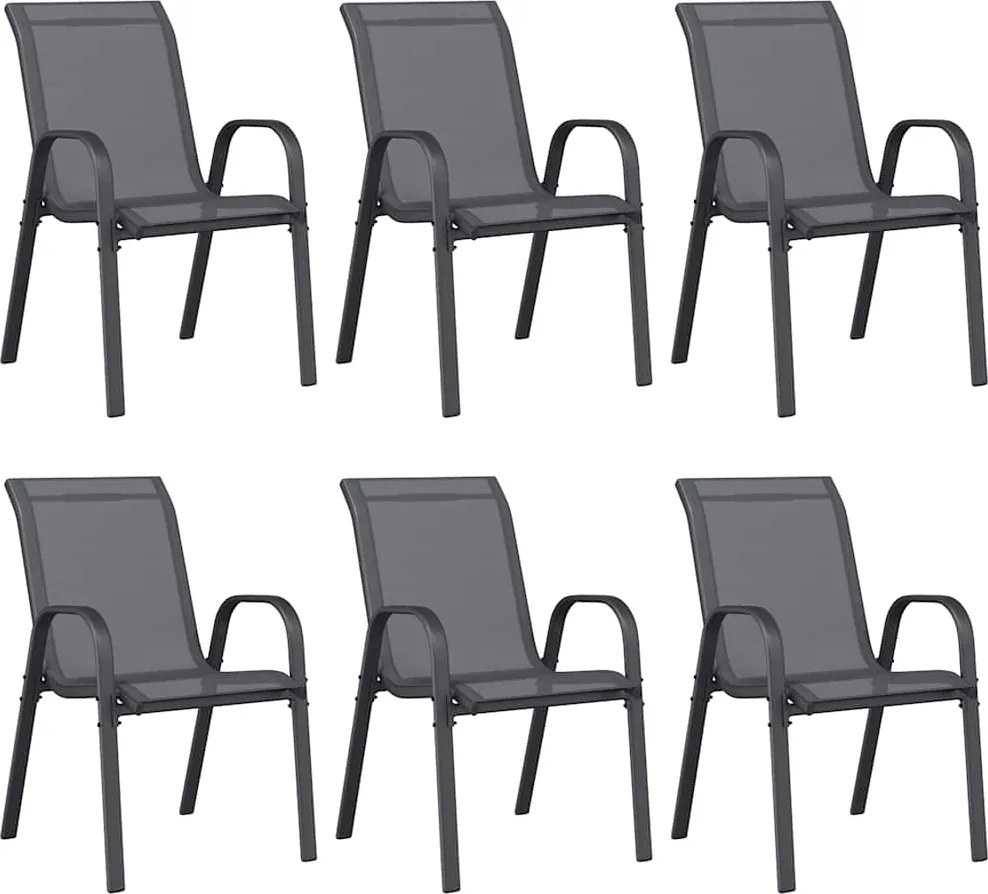 vidaXL Scaune de grădină stivuibile, 6 buc., gri, textilenă