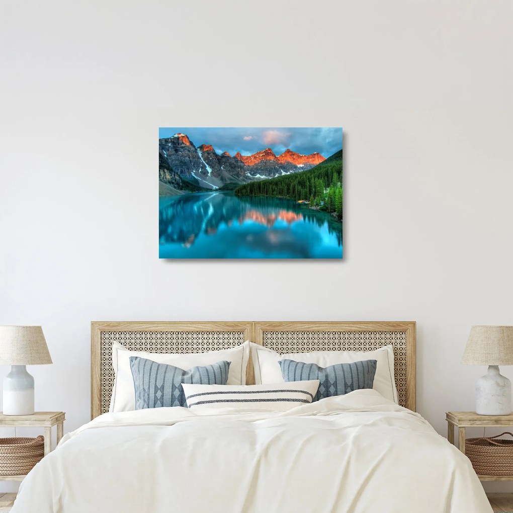 Tablou pe sticlă - Lac turcoaz (70x50 cm)