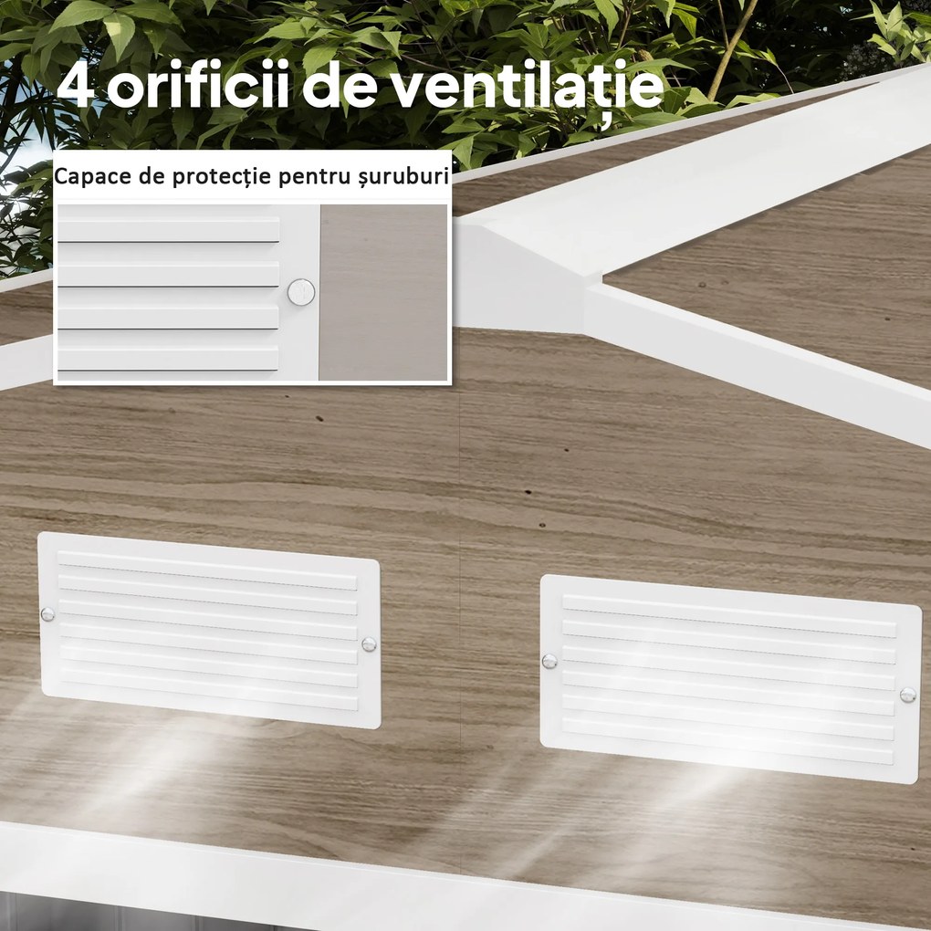 Outsunny Magazie de Grădină cu 4 Orificii de Ventilare și 2 Uși, Șopron pentru Depozitarea Uneltelor, 277x195x192 cm, Maro | Aosom Romania