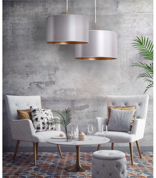 Duolla - Lustră pe cablu CANNES 1xE27/15W/230V d. 50 cm argintie/cupru