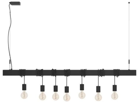 Lustră pe cablu Eglo 39938 TOWNSHEND-B 7xE27/40W/230V negru