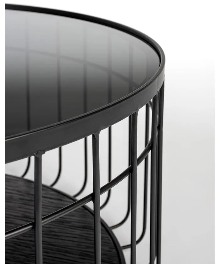 Măsuță de cafea neagră rotundă cu blat din sticlă 80x80 cm Lance – White Label