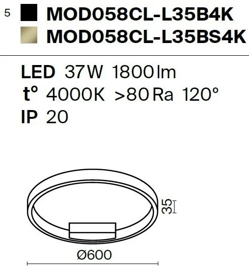 Plafoniera LED design modern Rim alama 60cm, 4000K