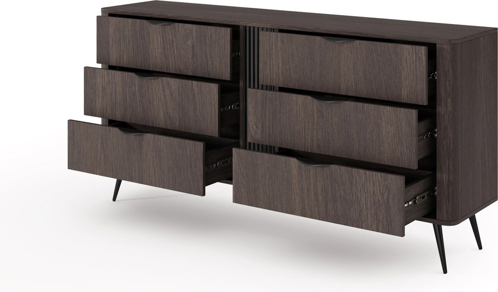 Comodă Edrin 163 cm cu sertare - stejar dunin / negru