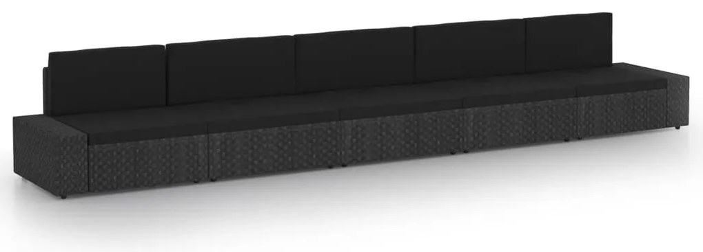 vidaXL Set mobilier de grădină, 5 piese, negru, poliratan