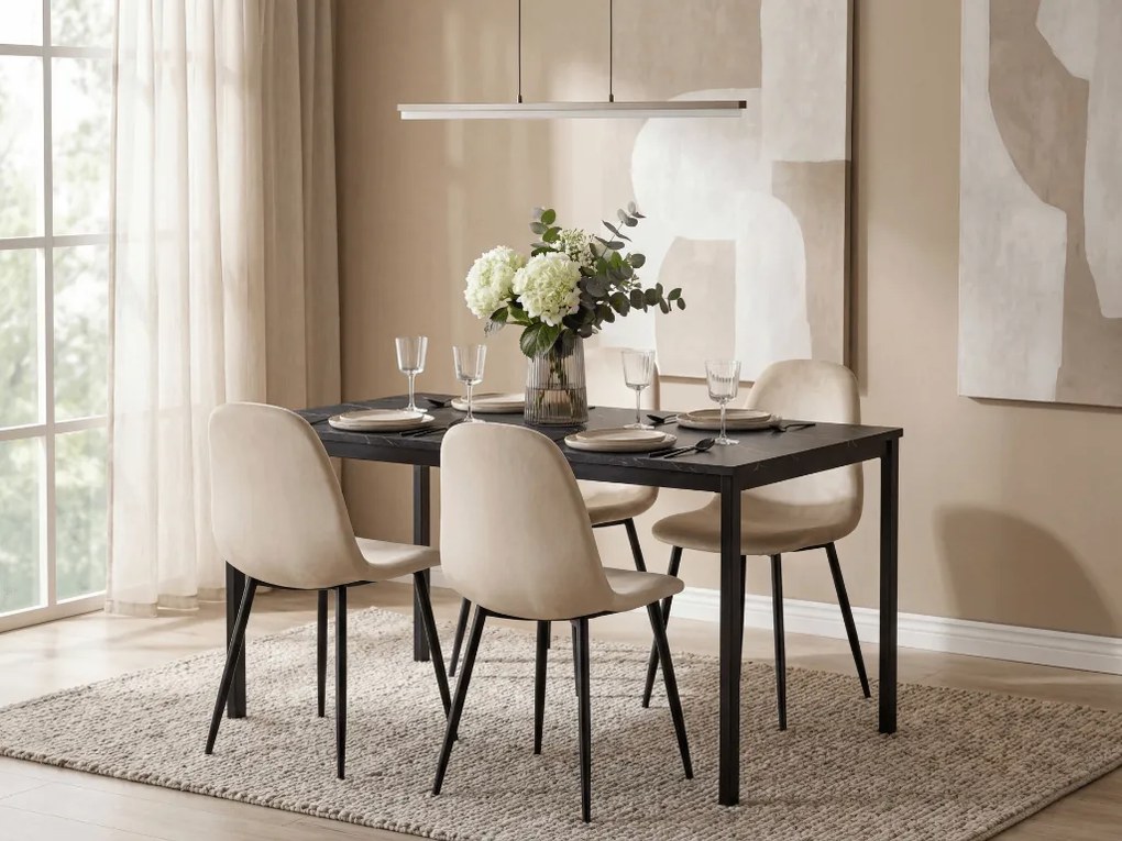 Scaun din catifea bej COMO cu picioare negre