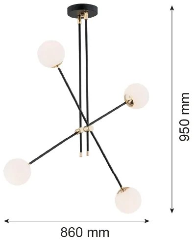 Lustră pe tijă Argon 1696 ABSTRACT 4xE14/7W/230V neagră