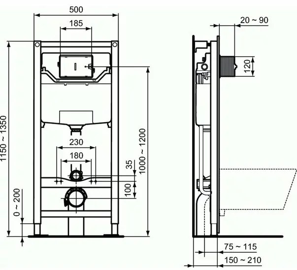 Set vas wc suspendat Ideal Standard Connect AquaBlade cu capac inchidere lenta si rezervor Ideal Standard Prosys