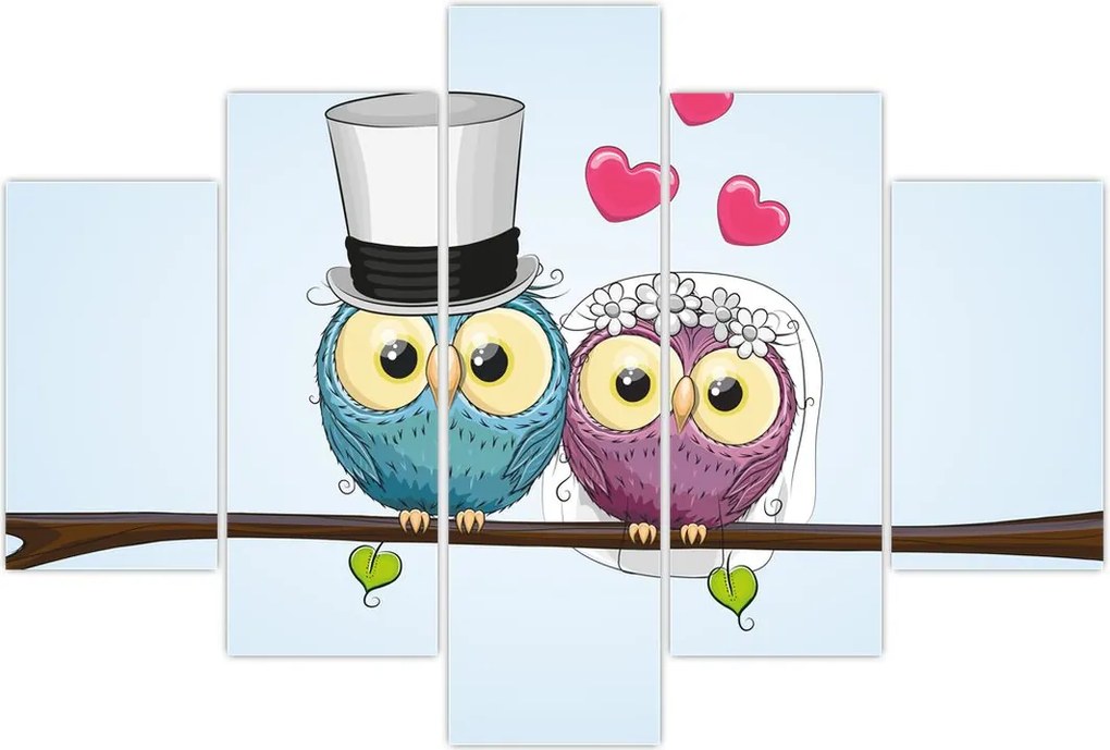 Tablou - Bufnițe îndrăgostite (150x105 cm)