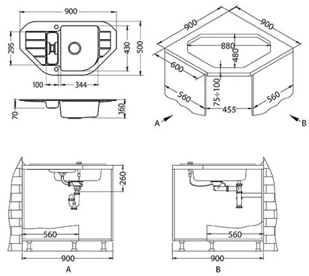 Chiuvetă de bucătărie ALVEUS 1090939 NIAGARA 90x50 cm bej